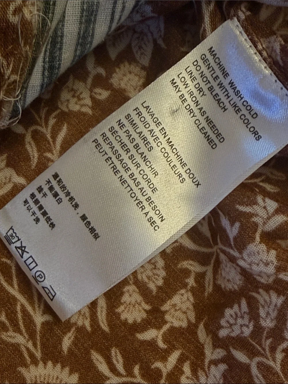 Free People Brown Floral Border-Print Tie-Neck Blouse